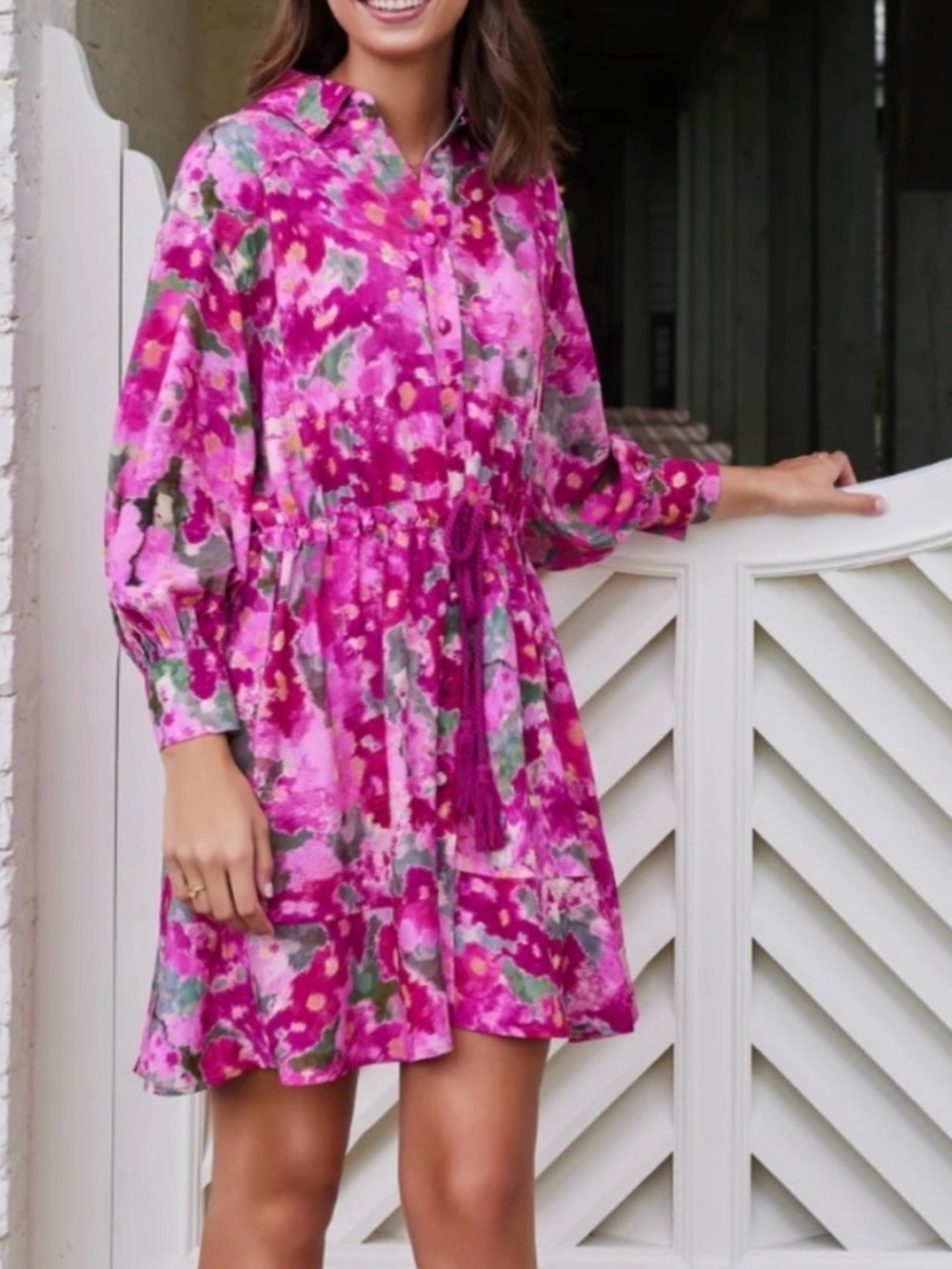 NWT Hermoza Rebecca Collared Mini Dress in Scarlet Ikat